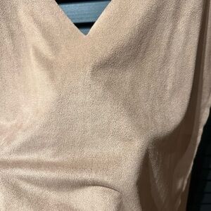 Tan Suede V-Neck Top